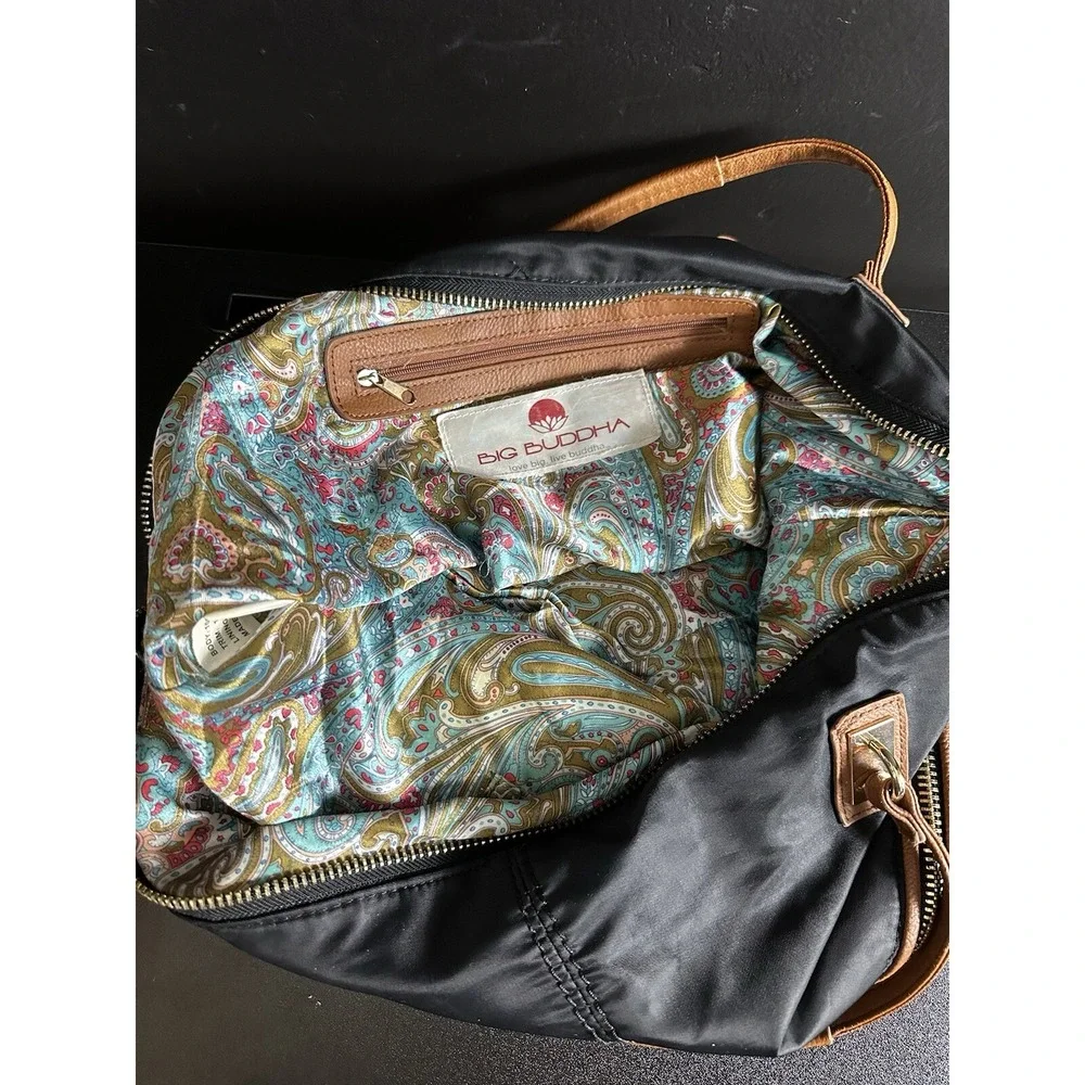 Big Buddha Black BOHO Crossbody Double Handle‎ Mailbag Purse Satchel Paisley Bag